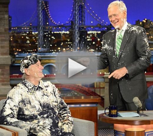 Bill murray stumbles from cake for final david letterman appeara