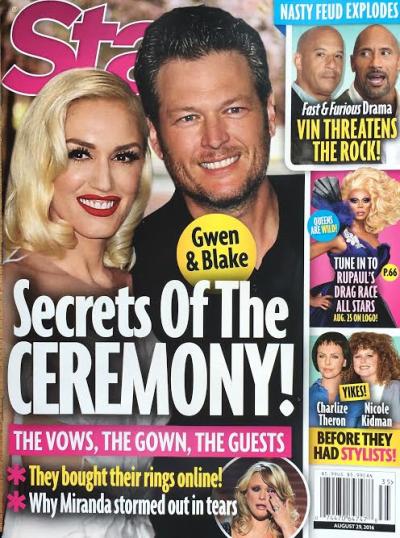Gwen Stefani Blake Shelton Star August 29th 2016